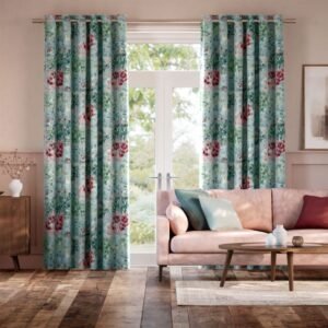 Fiore Velvet Duckegg Rose Blackout Curtains