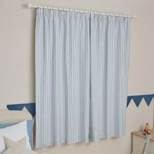 Blue Stripe Pencil Pleat Blackout Curtains