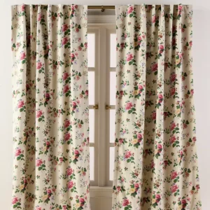 Camille Cotton Linen Floral Blackout Curtain