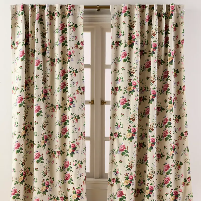 Camille Cotton Linen Floral Blackout Curtain