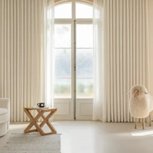 French Embossed White Blackout Curtains