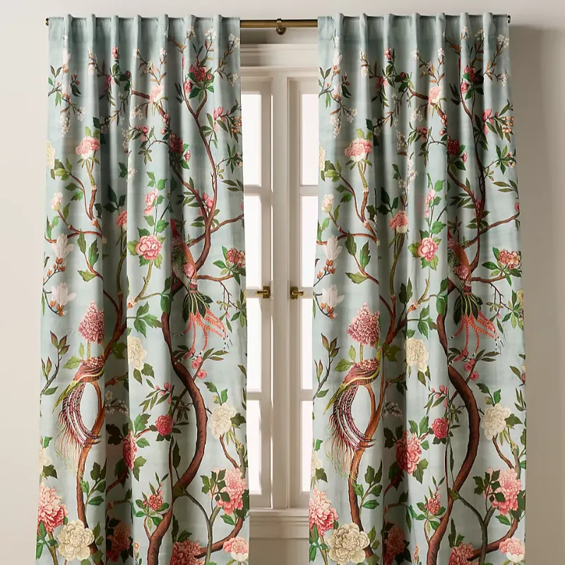 Organic Cotton Printed Bird Blackout Curtain