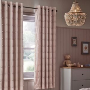 Pink Ditsy Eyelet Blackout Curtains