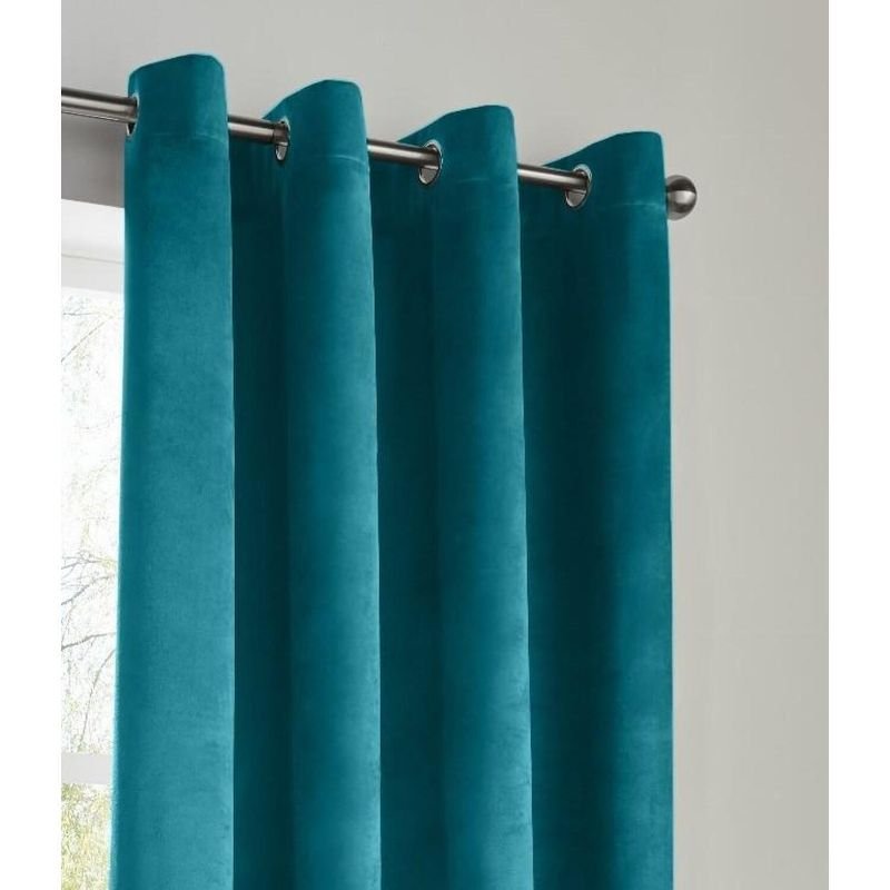 Velvet Look Eyelet Ring Top Blackout Curtains