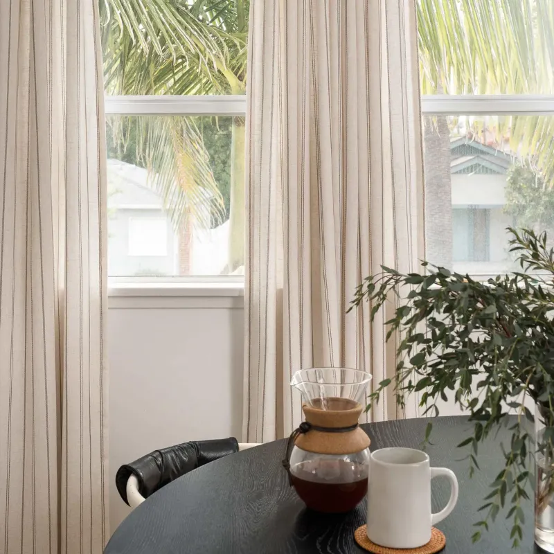 Cora Minimalist Striped Linen Curtain Dark Khaki
