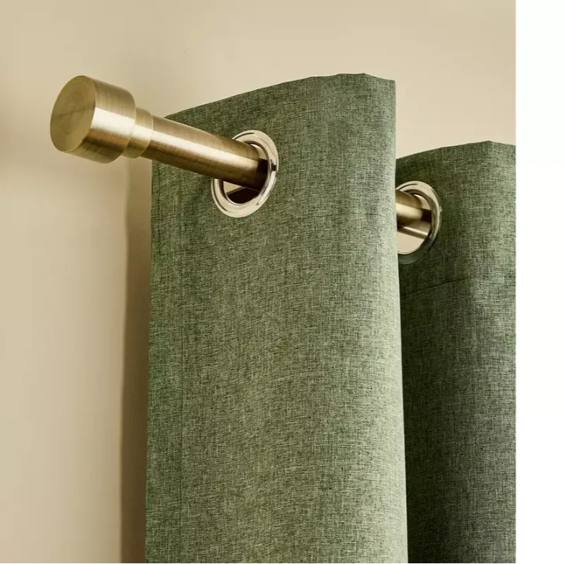 Extendable Metal Stud Antique Brass Curtain Pole