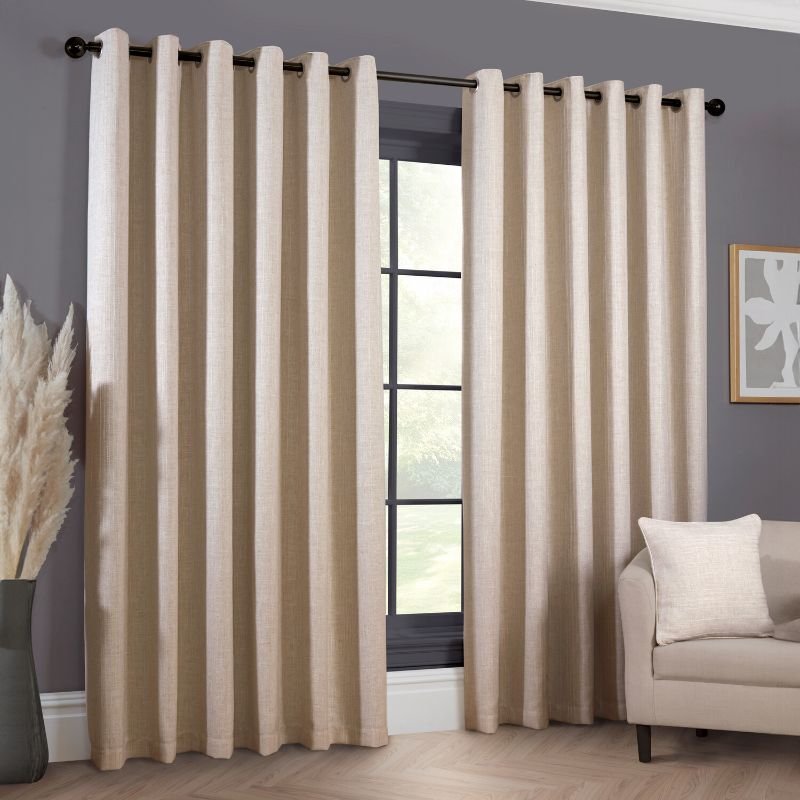 Natural Winslow Stripe Eyelet Blackout Curtains