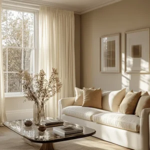 Cream Pencil Pleat Linen Curtain