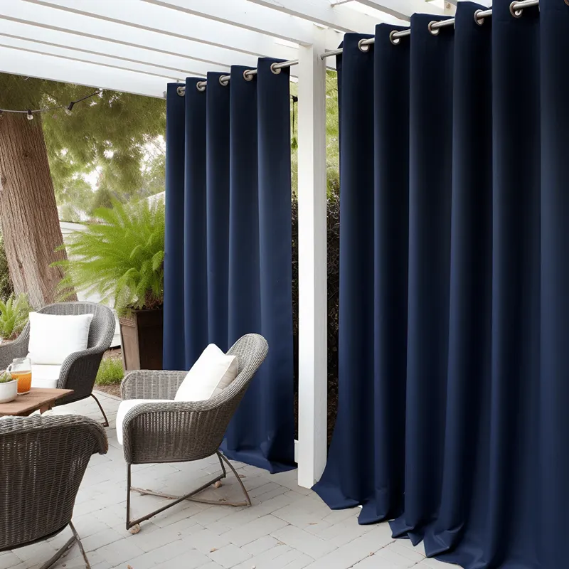 Custom Dark Blue Outdoor Curtain