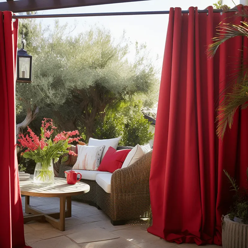 Custom Red Outdoor Curtain
