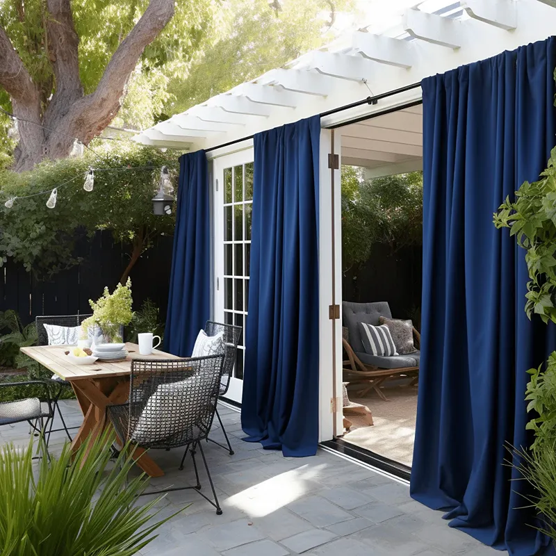 Dark Blue Outdoor Curtain For Garden