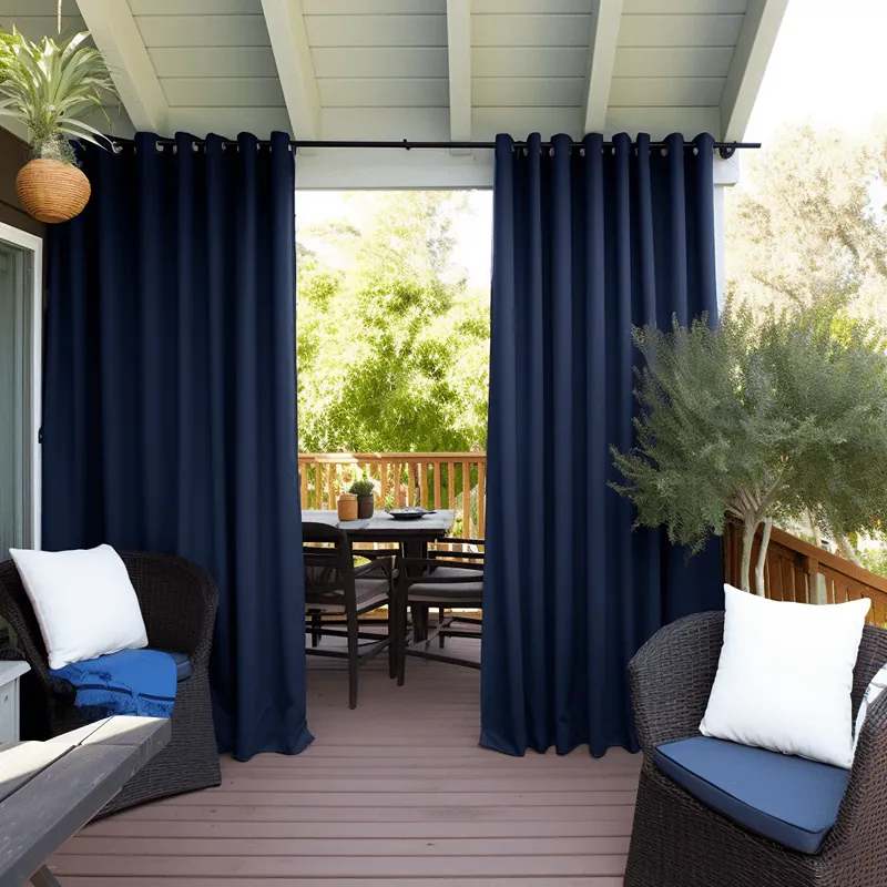 Dark Blue Outdoor Curtain For Patio