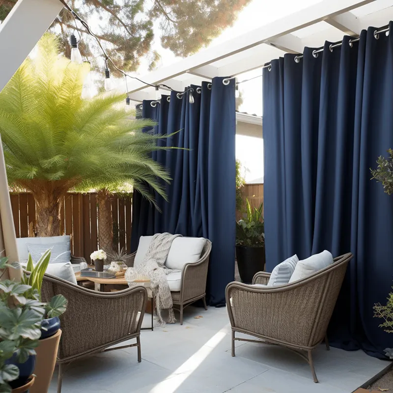 Dark Blue Outdoor Curtain