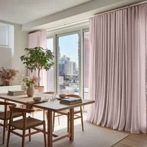Dusty Pink Sliding Patio Door Linen Curtain