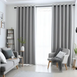 Grey Grommet Linen Curtain