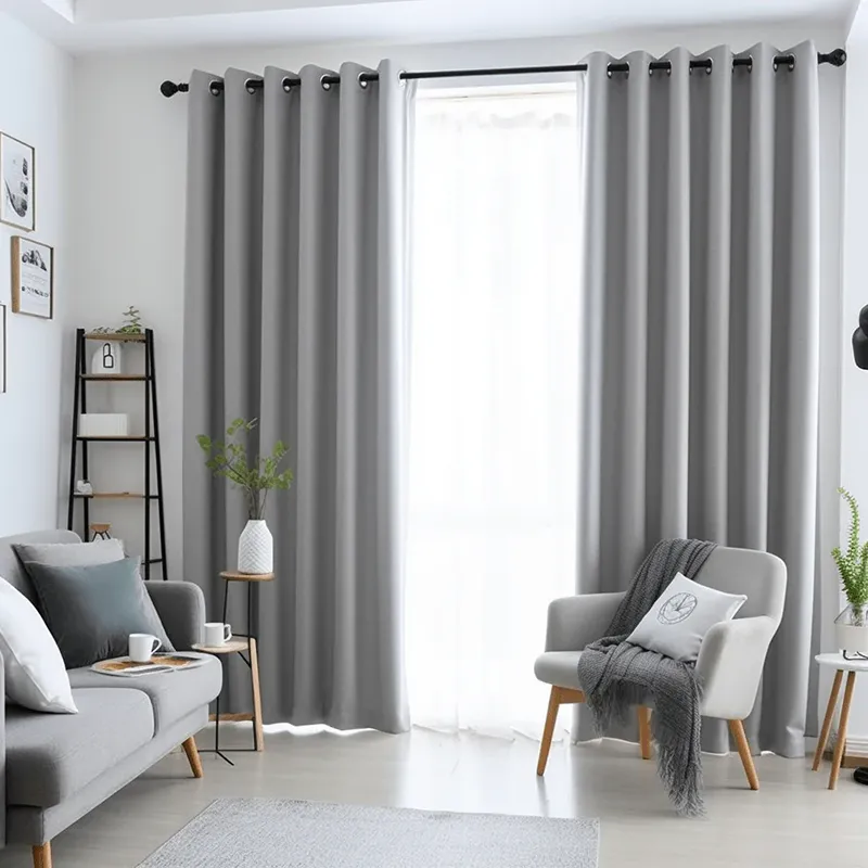 Grey Grommet Linen Curtain