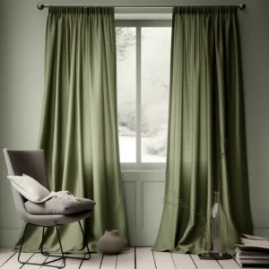 Sage Green Pencil Pleat Linen Curtain