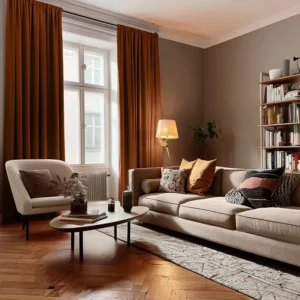 Terracotta Heavyweight Linen Soundproof Curtain