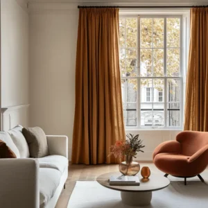 Terracotta Pencil Pleat Curtain