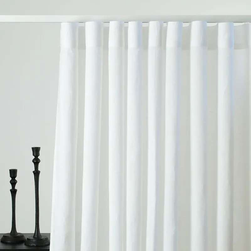 Wavefold White Linen Curtain