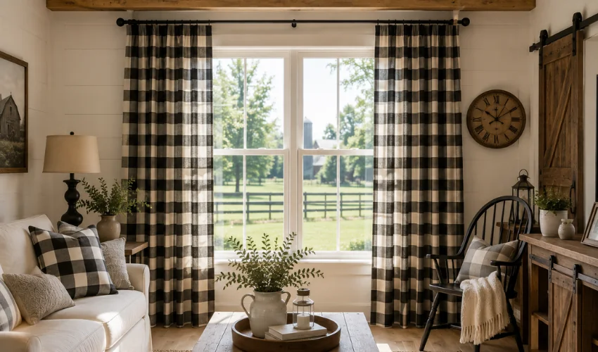 Buffalo Check Curtains for Classic Farmhouse Charm 