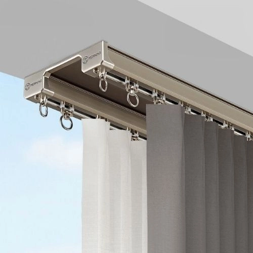Ceiling-mounted curtain rails for modern interiors