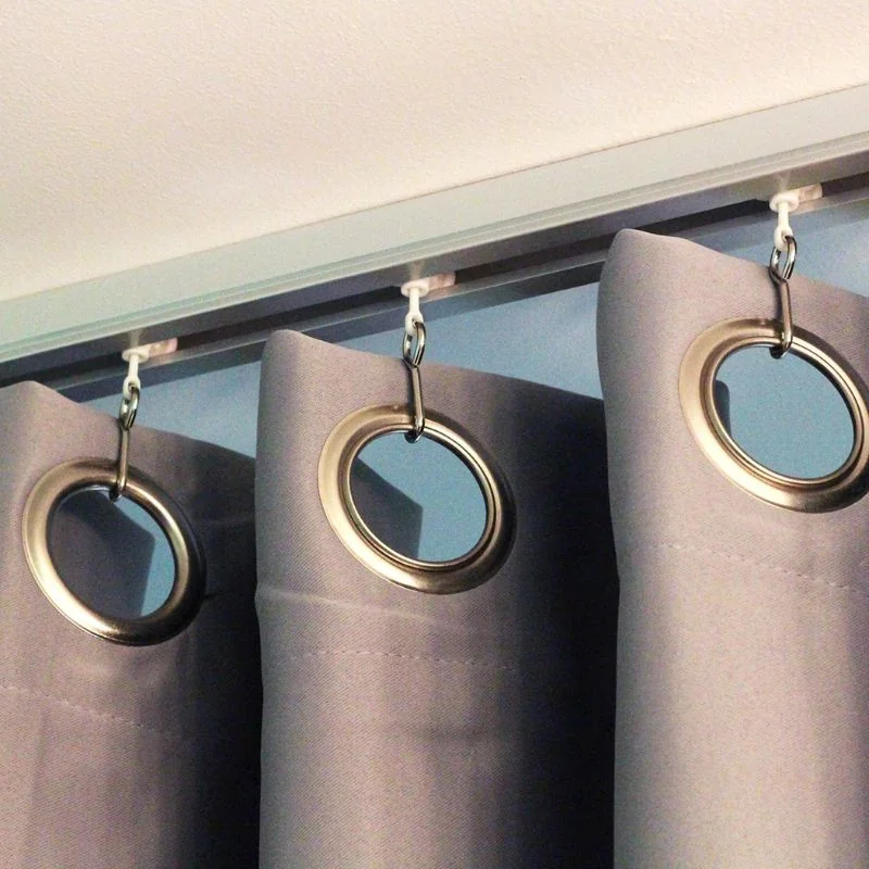 Elegant hooks attached to luxury curtains