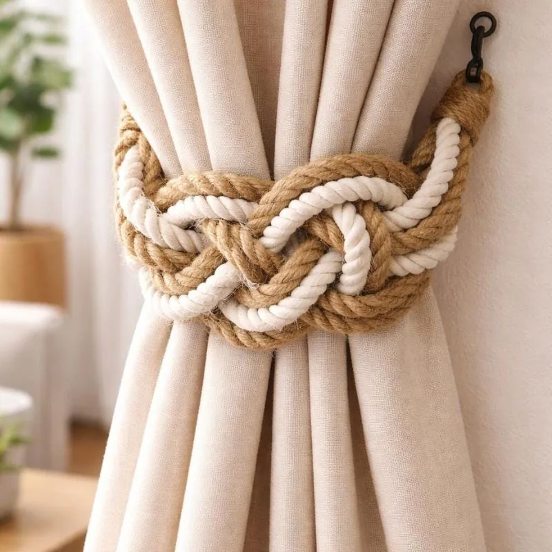 Elegant rope curtain tie back project Dubai