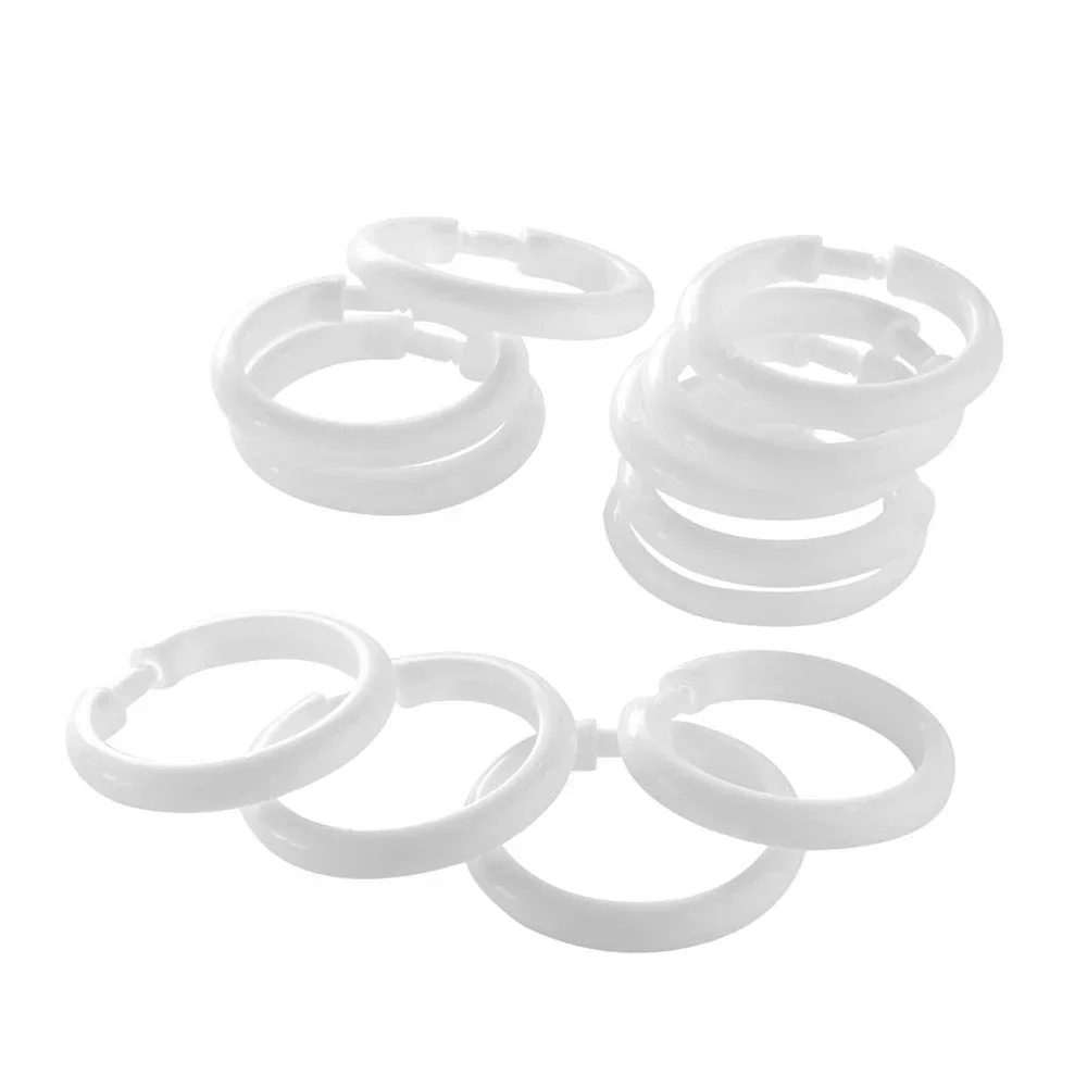 12 White Round Shower Curtain Rings