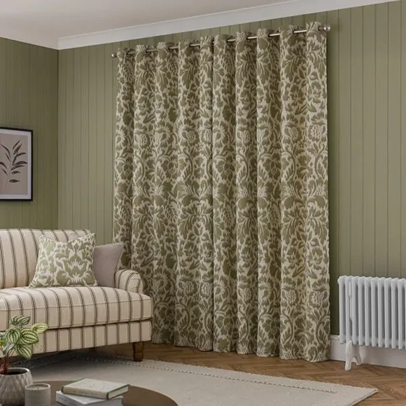 Clemency Green Chenille Curtains