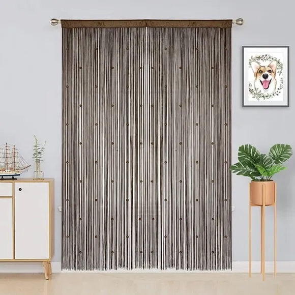 Coffee Crystal Beaded Doorway Curtain