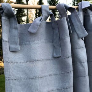 Hoole Grey Linen Small Tie Top Curtain